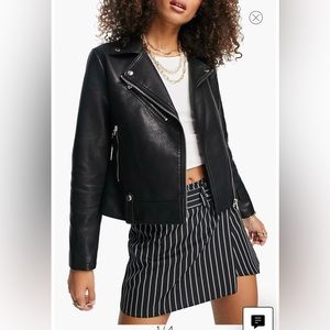 Topshop Faux Leather Moto Jacket- sz 6 (fits like 2-4)